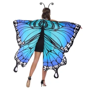Blue Wing Cape & Lace Mask Butterfly Costume
