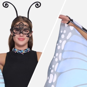 Blue Wing Cape & Lace Mask Butterfly Costume