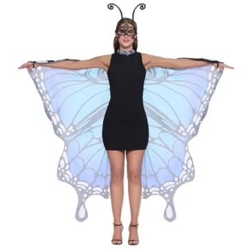 Blue Wing Cape & Lace Mask Butterfly Costume