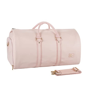 Pink Leather Convertible Garment Bag for Women Travel