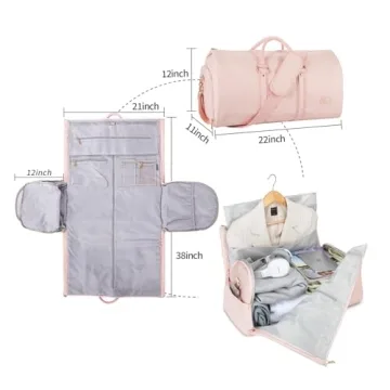 Pink Leather Convertible Garment Bag for Women Travel