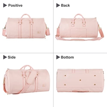 Pink Leather Convertible Garment Bag for Women Travel
