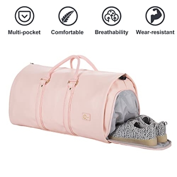 Pink Leather Convertible Garment Bag for Women Travel
