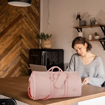 Pink Leather Convertible Garment Bag for Women Travel