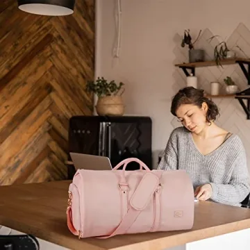 Pink Leather Convertible Garment Bag for Women Travel