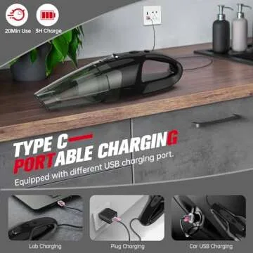 BSRCO Cordless Handheld Vacuum Cleaner with USB Charge and LED