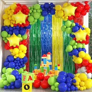 Super Bros Birthday Party Decoration, 2 Pack Red Green Blue Yellow 3.3 x 6.6ft Foil Fringe Curtains Tinsel Photo Booth Props Streamers Backdrop for Video Game Mario Theme Birthday Party Supplies