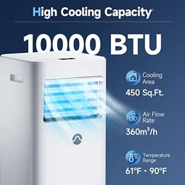 Portable Air Conditioners, 10000 BTU Portable AC for Room up to 450 Sq. Ft., 3-in-1 AC Unit, Dehumid...
