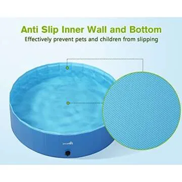 Pecute Foldable Dog Pool 63" x 12" Portable Kiddie Pool, Dog Swimming Pool Collapsible PVC Pet Bathing Tub Children Ball Pits Paddling Pool for Dogs and Kids