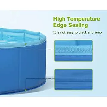 Pecute Foldable Dog Pool 63" x 12" Portable Kiddie Pool, Dog Swimming Pool Collapsible PVC Pet Bathing Tub Children Ball Pits Paddling Pool for Dogs and Kids