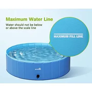 Pecute Foldable Dog Pool 63" x 12" Portable Kiddie Pool, Dog Swimming Pool Collapsible PVC Pet Bathing Tub Children Ball Pits Paddling Pool for Dogs and Kids