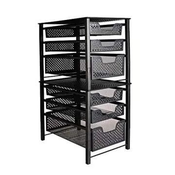 Stackable 3 Tier Organizer Baskets with Mesh Sliding Drawers, Ideal Cabinet, Countertop, Pantry, Under the Sink, and Desktop Organizer for Bathroom,Kitchen, Office.