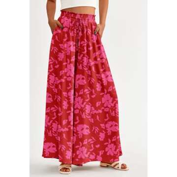 PRETTYGARDEN Women's 2025 Summer Wide Leg Palazzo Pants High Waisted Flowy Pockets Trendy Casual Lou...