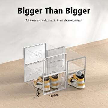 SEE SPRING XX-Large Clear Shoe Storage Box, Stackable Organizer for Closet