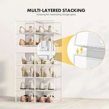 XX-Large Clear Shoe Storage Boxes, Stackable 12 Pack