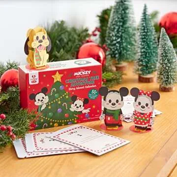 Lovepop Disney's Holiday Pop-Up Card - Paper Advent Calendar - 3D Christmas Greeting - Mickey and Friends 6.45" x 4.84" x 2.2" Tree Adventure - Countdown Box