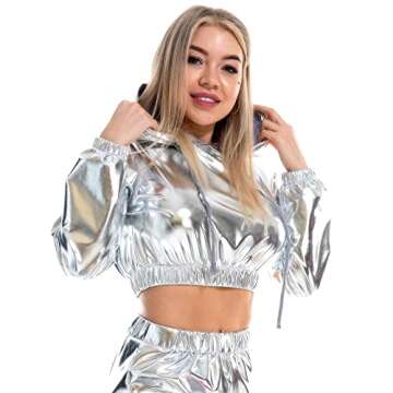 OBEEII Shiny Metallic Crop Top for Fashion-Forward Women