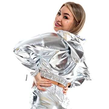 OBEEII Shiny Metallic Crop Top for Fashion-Forward Women