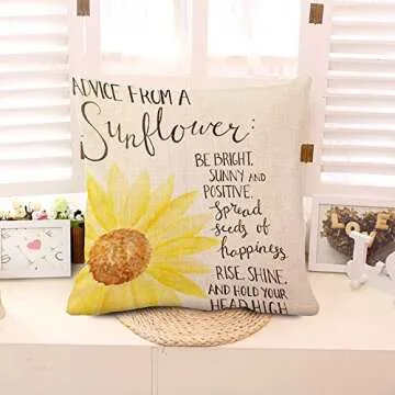 oFloral Decorative Advice from A Sunflower Print Throw Pillow Cases for Sofa Bedroom Pillow Covers Gift Household Pillowcase 18" X 18" (Only Pillowcas