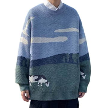 Vamtac Oversize Cow Sweater - Cozy Unisex Knit Jumper