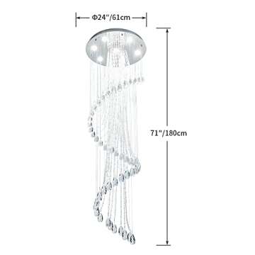 Saint Mossi 7-Lights K9 Crystal Chandelier Raindrop Chandelier Light Fixture,Large Chandelier Modern Chandelier Lamp,Modern Pendant Light Flush Mount Ceiling Light Fixture,H71 x D24