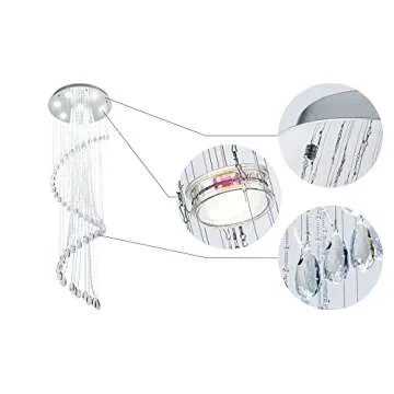 Saint Mossi 7-Lights K9 Crystal Chandelier Raindrop Chandelier Light Fixture,Large Chandelier Modern Chandelier Lamp,Modern Pendant Light Flush Mount Ceiling Light Fixture,H71 x D24