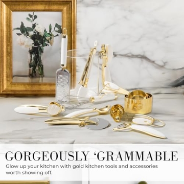 Elegant 8 Piece Gold and White Kitchen Tool Set for Every Cook