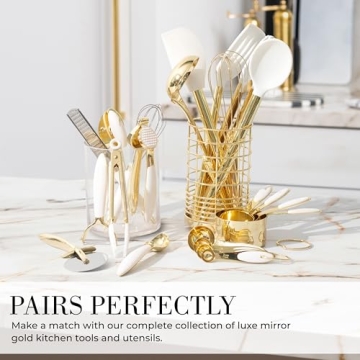 Elegant 8 Piece Gold and White Kitchen Tool Set for Every Cook