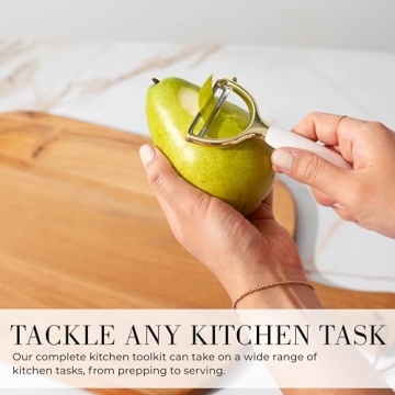 Elegant 8 Piece Gold and White Kitchen Tool Set for Every Cook