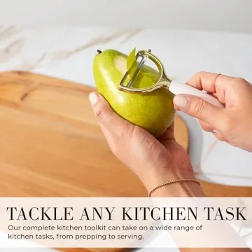 Elegant 8 Piece Gold and White Kitchen Tool Set for Every Cook