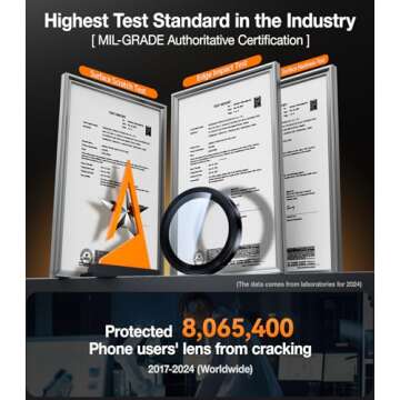 UltraGlass Unbreak Top 9H+ Glass for Samsung Galaxy S25 Ultra Camera Lens Protector [Military Grade ...