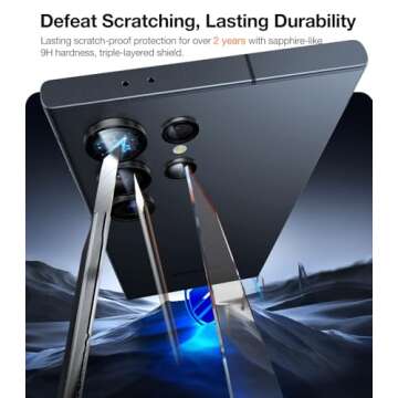 UltraGlass Unbreak Top 9H+ Glass for Samsung Galaxy S25 Ultra Camera Lens Protector [Military Grade Shatterproof & Longest Durable] S25 Ultra Lens Protector S25Ultra, Black