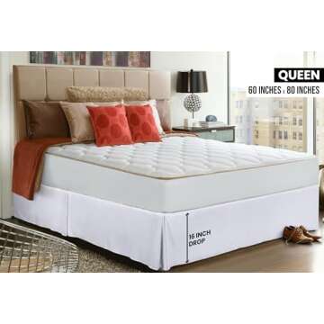 Utopia Bedding Queen Bed Skirt - Soft Quadruple Pleated Ruffle - Easy Fit with 16 Inch Tailored Drop - Hotel Quality, Shrinkage and Fade Resistant (Queen, White)