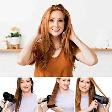 Shark HD125CO Hair Blow Dryer HyperAIR Fast-Drying with IQ 2-in-1 Concentrator and Styling Attachments, Auto Presets, Rotatable Hot Air Brush, No Heat Damage, Ionic, Black (Renewed)