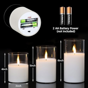 Eywamage Glass Flameless Candles with Remote Control