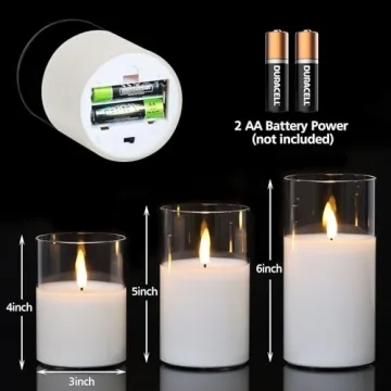 Eywamage Glass Flameless Candles with Remote Control