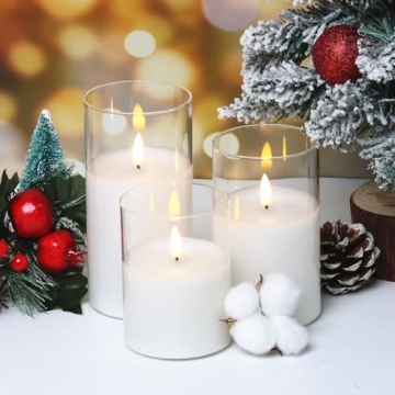 Eywamage Glass Flameless Candles with Remote Control