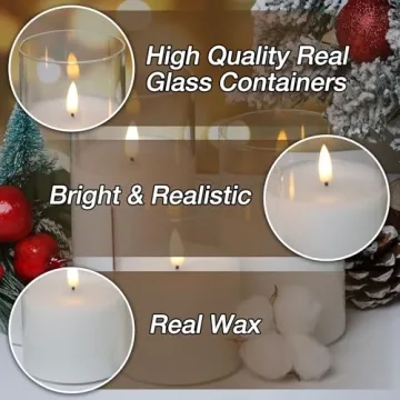 Eywamage Glass Flameless Candles with Remote Control