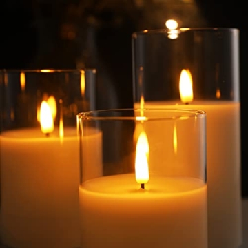 Eywamage Glass Flameless Candles with Remote Control