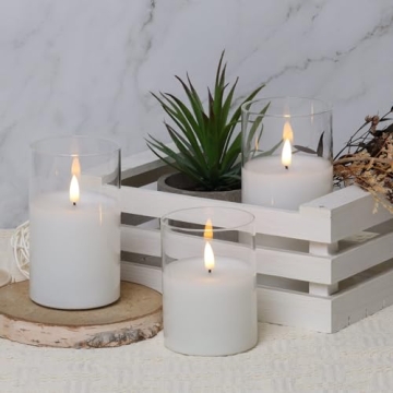 Eywamage Glass Flameless Candles with Remote Control
