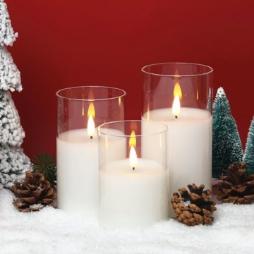 Eywamage Glass Flameless Candles with Remote Control