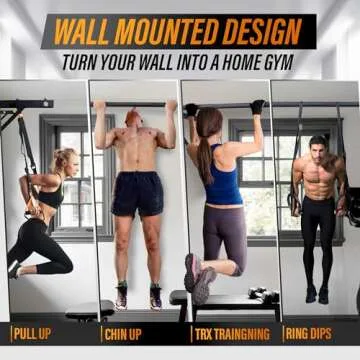 Yes4All Heavy Duty Wall Mounted Pull Up Bar – Multi-Grip Pull Ups / Pull Up Bar Ceiling Mount / Joist Mount for Home Gym