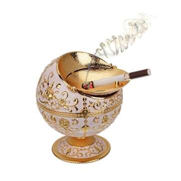 LAUYOO Windproof Ashtray with Lid for Cigarettes Metal Portable Cigar Ashtray Odor Eliminator for In...