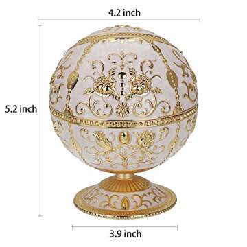 LAUYOO Windproof Ashtray with Lid for Cigarettes Metal Portable Cigar Ashtray Odor Eliminator for Indoor outdoor Hand Stamped Rose Pattern with Sparkle Fancy Gift for Men Women(Jade white-Gold Rose)