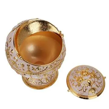 LAUYOO Windproof Ashtray with Lid for Cigarettes Metal Portable Cigar Ashtray Odor Eliminator for Indoor outdoor Hand Stamped Rose Pattern with Sparkle Fancy Gift for Men Women(Jade white-Gold Rose)