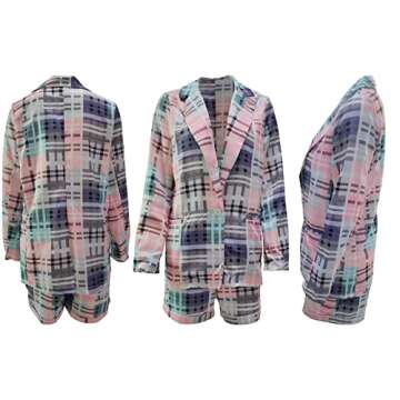 HuiSiFang 2 Piece Outfits for Women Houndstooth Blazer Jackets Suits & Shorts Set Sexy Elegant Jumpsuit with Pockets A-mixed Color