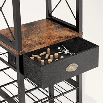 Homeiju Wine Rack Secure Storage for 20 Bottles and Glasses