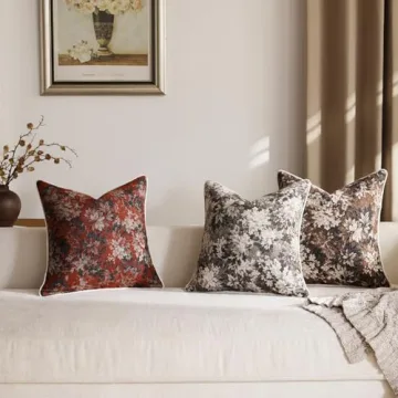 DEZENE Vintage Floral Pillow Covers - Soft Chenille Design