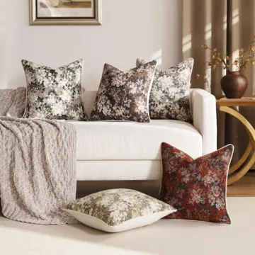 DEZENE Vintage Floral Pillow Covers - Soft Chenille Design