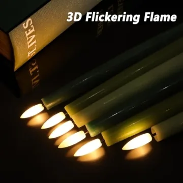 AFINETH Green Flameless Taper Candles with Remote Control